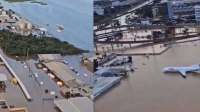 Banjir Melanda Porto Alegre Brasil, Pesawat Tenggelam dan Stadion Berubah Menjadi Kolam Renang