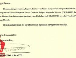 Prabowo Subianto Mundur dari GRIB: Penemuan Terbaru 2022
